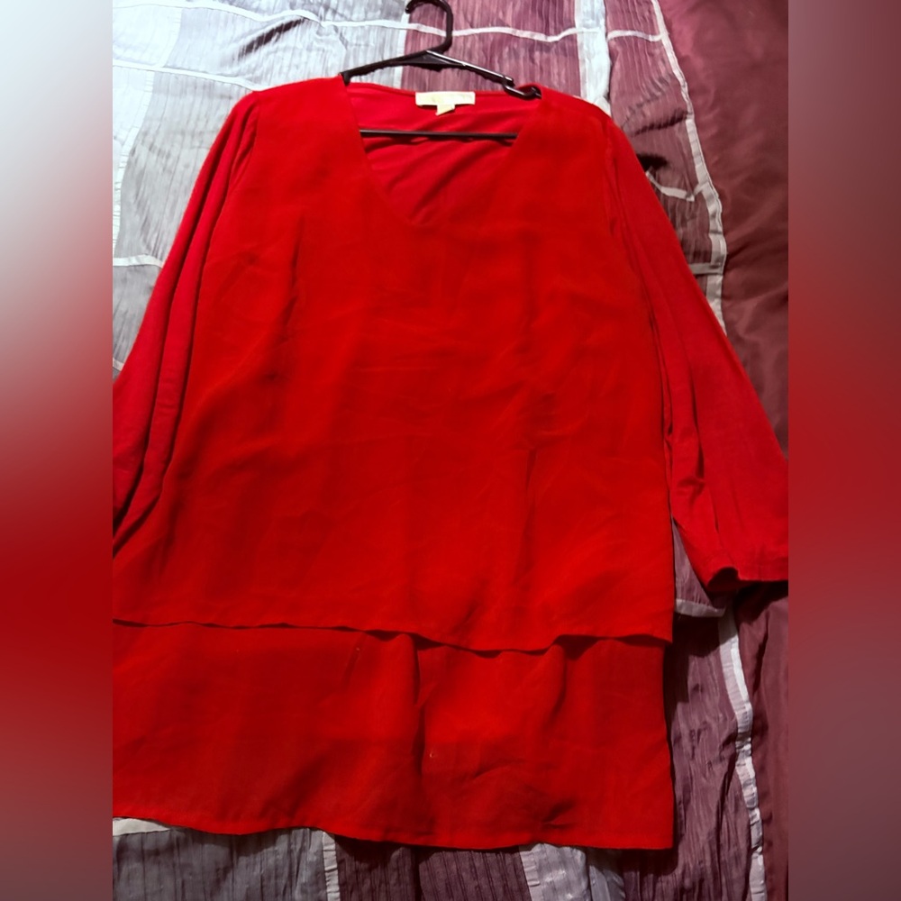 Bundle 3 for $15. MICHAEL Michael Kors Vibrant Red Blouse. Size Large.